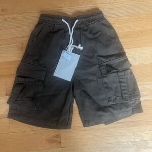 Men's Dark Brown Cargo Shorts with Drawstring